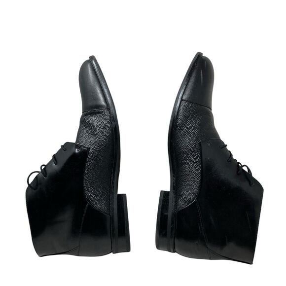 Alfani Mens‎ 9.5 Cap Toe Leather Ankle Boots Black Textured Dress Lace Up READ* main image 7